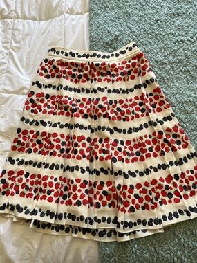 J. Crew Cream Skirt with Red and Black Berry Print